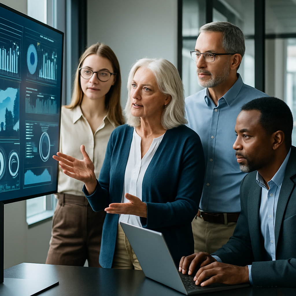 An age-diverse group of professionals collaborating